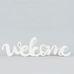 Click here to see Adams&Co 30085 30085 20x7x.5 wood cutout (WELCOME) white Springtime Collection