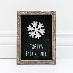 Click here to see Adams&Co 78760 78760 6x8x1.5 wood frame sign (FROSTY BABY) black, white Mid Century Christmas Collection