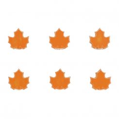 Click here to see Adams&Co 65120 65120 2x2x.25 wood shapes set of six (MAPLE LEAF) orange, white Autumn Harvest Collection