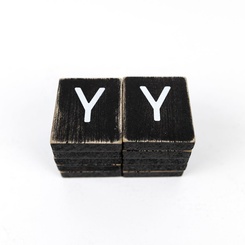 Click here to see Adams&Co 15544 15544 2x2x.25 wood letter tiles set of ten (Y) black, white Letterboard Collection