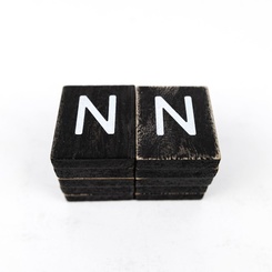Click here to see Adams&Co 15533 15533 2x2x.25 wood letter tiles set of ten (N) black, white Letterboard Collection