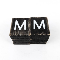 Click here to see Adams&Co 15532 15532 2x2x.25 wood letter tiles set of ten (M) black, white Letterboard Collection