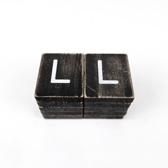 Click here to see Adams&Co 15531 15531 2x2x.25 wood letter tiles set of ten (L) black, white Letterboard Collection