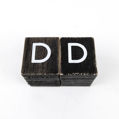 Click here to see Adams&Co 15523 15523 2x2x.25 wood letter tiles set of ten (D) black, white Letterboard Collection