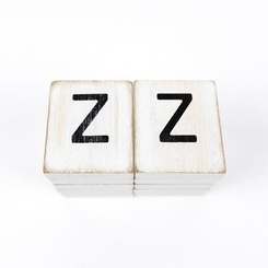 Click here to see Adams&Co 15519 15519 2x2x.25 wood letter tiles set of ten (Z) white, black Letterboard Collection