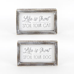Click here to see Adams&Co 15549 15549 7x4x1.5 reversible wood frame sign (SHORT) white, black Fur Babies Collection