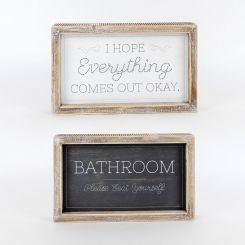 Click here to see Adams&Co 15610 15610 10x6x1.5 reversible wood frame sign (SEAT/HOPE) white, grey Washroom Collection