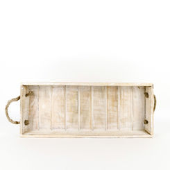Click here to see Adams&Co 11366 11366 20x3x8 mango tray (SHIPLAP) natural, white Mango Wood Collection