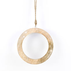 Click here to see Adams&Co 11374 11374 8x8x.75 mango ornament (CIRCLE) natural, white Mango Wood Collection
