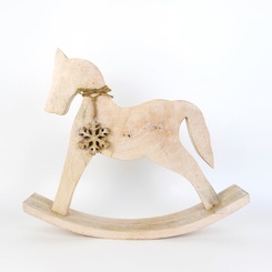Click here to see Adams&Co 70794 70794 19x17x2.75 mango cutout (ROCKING HORSE) natural, white Believe In Kindness Collection