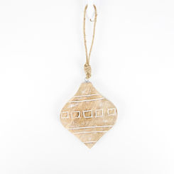 Click here to see Adams&Co 70932 70932 5x5x.5 mango ornament (TEARDROP) natural, white Believe In Kindness Collection