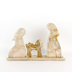 Click here to see Adams&Co 70819 70819 18x12x2.5 mango cutout on stand (NATIVITY) natural, white Believe In Kindness Collection