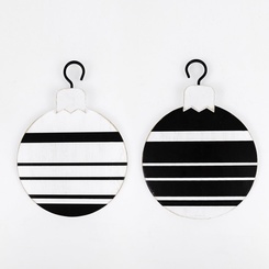 Click here to see Adams&Co 70842 70842 5x5x.5 double sided wood ornament (STRIPE) white, black Believe In Kindness Collection