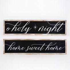 Click here to see Adams&Co 70955 70955 37x9x1.5 reversible wood frame sign (NIGHT/HOME) black, white O Holy Night Collection