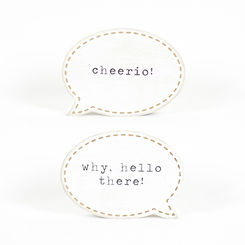 Click here to see Adams&Co 11423 11423 6x4x1 reversible wood cutout (HELLO/CHEERIO) multicolor Quoties Collection