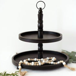 Click here to see Adams&Co 11428 11428 16x18x15.5 two tiered wood tray, black Tiered Trays Collection