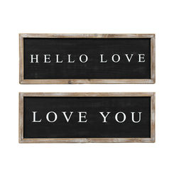 Click here to see Adams&Co 11492 11492 24x9x1.5 reversible wood frame sign (LOVE/HELLO) black, white Black, White & Read All Over Collection