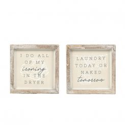 Click here to see Adams&Co 15660 15660 7x7x1.5 reversible wood frame sign (LAUNDRY/DRYER) multicolor Cozy Cottage Farms Collection