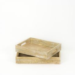 Click here to see Adams&Co 11501 11501 16x2.5x11, 14x2.5x10 mango nested trays set of two, natural, white Mango Wood Collection
