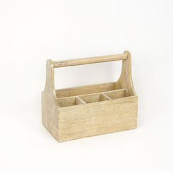 Click here to see Adams&Co 11510 11510 14x12x8 mango caddy with handle, natural, white Mango Wood Collection