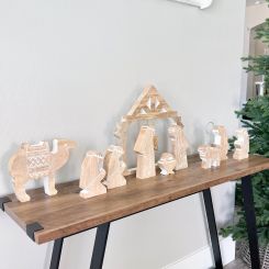 Click here to see Adams&Co 75499 75499 54x14x1.5 mango cutout set of ten (NATIVITY) natural, white Mid Century Christmas Collection