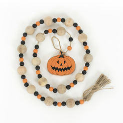 Click here to see Adams&Co 55235 55235 35x3x1 wood bead garland with tassels (PUMPKIN) multicolor