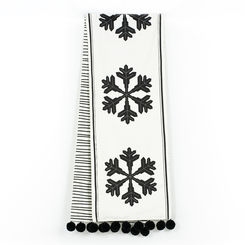 Click here to see Adams&Co 55217 55217 74x14 linen reversible table runner (STRIPE/SNOWFLAKES) white, black