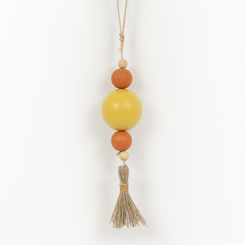 Click here to see Adams&Co 15719 15719 2x8x2 wood ornament with tassel (BEADS) multicolor Wood Bead Ornaments Collection