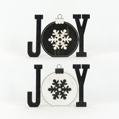 Click here to see Adams&Co 75474 75474 12x8x1.5 chunky wood cutout wood ornament (JOY) white, black