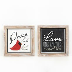 Click here to see Adams&Co 75462 75462 14x14x2 reversible wood frame sign (PEACE/LOVE) multicolor Mid Century Christmas Collection