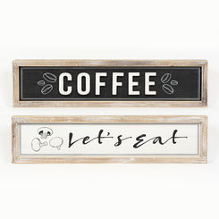 Click here to see Adams&Co 11668 11668 25x6x1.5 reversible wood frame sign (EAT/ COFFEE) white, black Coffeehouse Collection