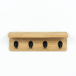 Click here to see Adams&Co 11677 11677 10x4x3 wood hook board with ledge four hooks, natural, black Organization Collection