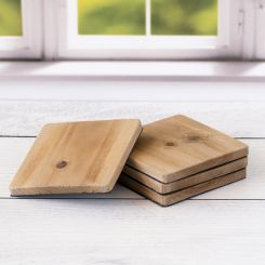 Click here to see Adams&Co 11712 11712 4x4x.25 wood coasters set of four (SQUARE) natural Organization Collection