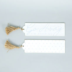 Click here to see Adams&Co 15809 15809 3x9x.15 reversible wood bookmark (AWAY) white, blue