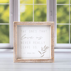 Click here to see Adams&Co 15763 15763 7x7x1.5 wood frame sign (LEAVE) white, grey Forever In Our Hearts Collection