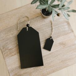Click here to see Adams&Co 11762 11762 5x10x.25 wood hanging chalkboard tag with bead, black Wedding Collection