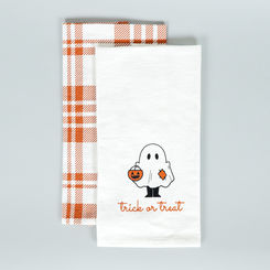 Click here to see Adams&Co 60271 60271 15x24x.25 tea towels set of two (TRICK TREAT/PLAID) multicolor The Adams Family Collection
