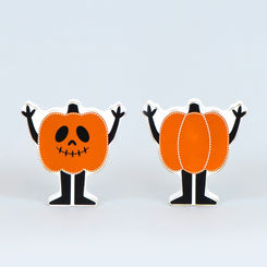 Click here to see Adams&Co 50469 50469 5x5x1 reversible wood cutout (PUMPKIN MAN) multicolor The Adams Family Collection