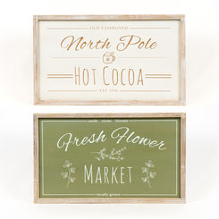 Click here to see Adams&Co 71157 71157 25x15x1.5 reversible wood frame sign (COCOA/MARKET) multicolor Feeling Frosty Collection