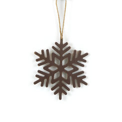 Click here to see Adams&Co 71113 71113 6x7x.25 wood cutout ornament (SNOWFLAKE) brown Winter Wishes Collection