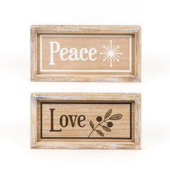 Click here to see Adams&Co 75505 75505 10x5x1.5 reversible wood frame sign (PEACE/LOVE) multicolor Mid Century Collection