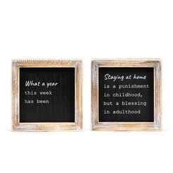 Click here to see Adams&Co 11819 11819 5x5x1.5 reversible wood frame sign (YEAR/STAYING) black, white LOL Collection