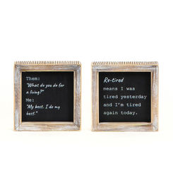 Click here to see Adams&Co 11817 11817 5x5x1.5 reversible wood frame sign (BEST/RE-TIRED) black, white LOL Collection