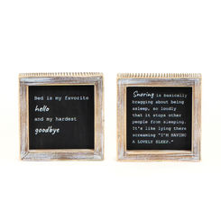 Click here to see Adams&Co 11816 11816 5x5x1.5 reversible wood frame sign (SNORING/BED) black, white LOL Collection