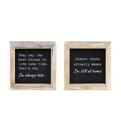 Click here to see Adams&Co 11813 11813 5x5x1.5 reversible wood frame sign (ALWAYS/ALMOST) black, white  LOL Collection