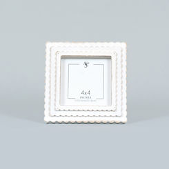 Click here to see Adams&Co 11846 11846 6x6x1 wood photo frame (SCALLOP) white (4x4)  