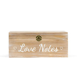 Click here to see Adams&Co 11829 11829 11x5x7.25 wooden hinged box (NOTES) natural, white Feel the Love Collection