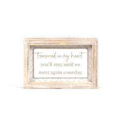 Click here to see Adams&Co 11863 11863 7x5x1.5 wood frame sign (TREASURED) white, natural Remember When Collection