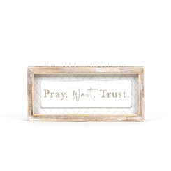 Click here to see Adams&Co 11862 11862 10x5x1.5 wood frame sign (PRAY) white, natural Remember When Collection