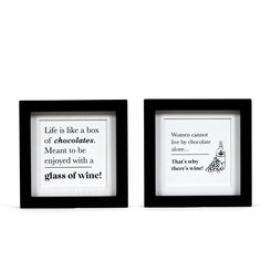 Click here to see Adams&Co 11837 11837 8x8x1.5 reversible wood frame sign (WOMEN/BOX) white, black Chocolate & Wine Collection